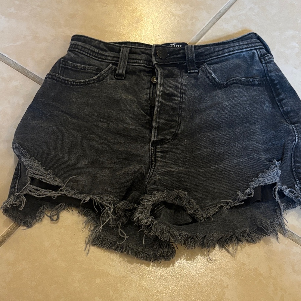 Hollister Black Distressed Jean Shorts